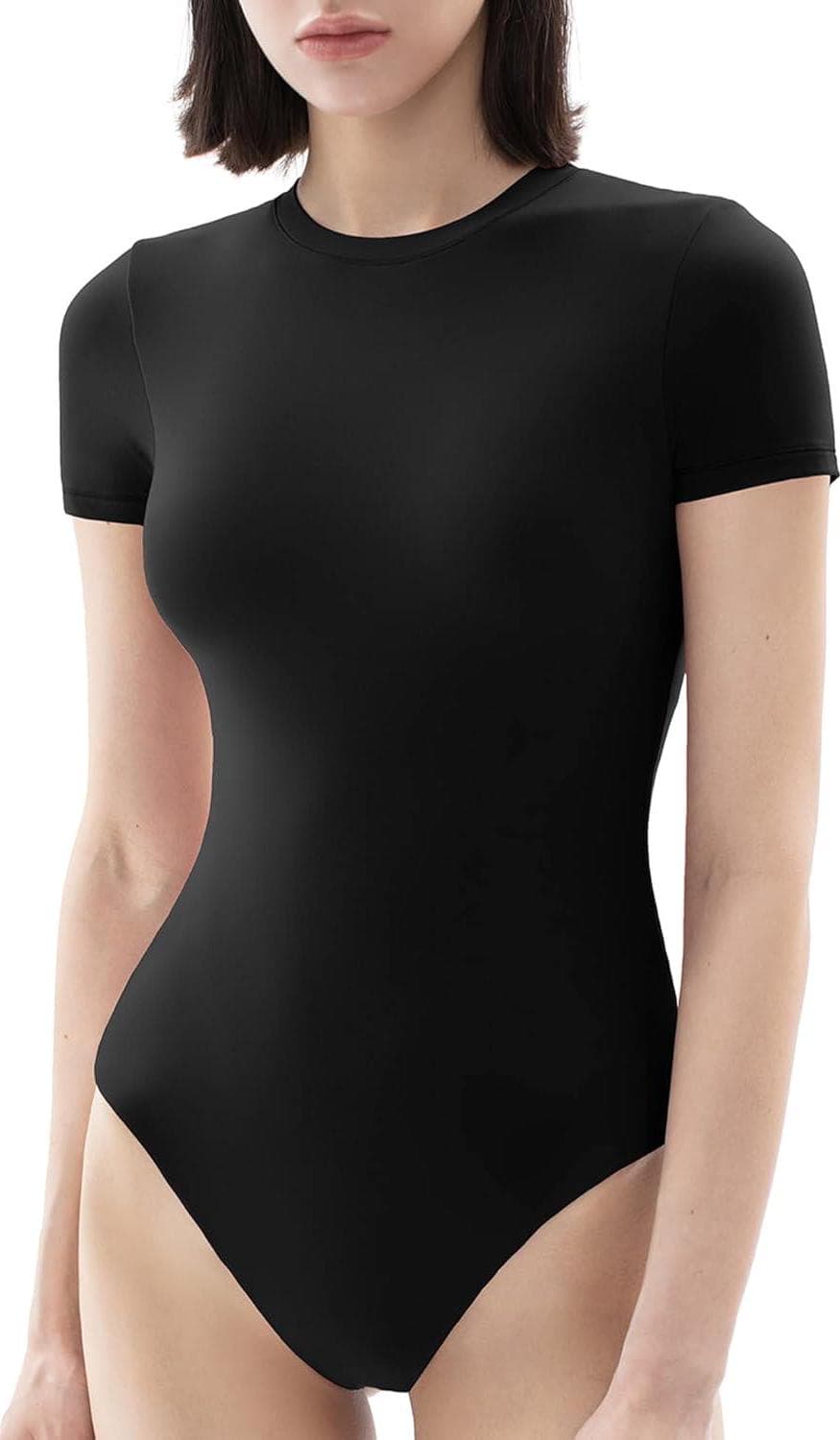 PUMIEY Women’s Crew Neck Short Sleeve Bodysuit Fashion T-shirt Tops Smoke Cloud Pro Collection